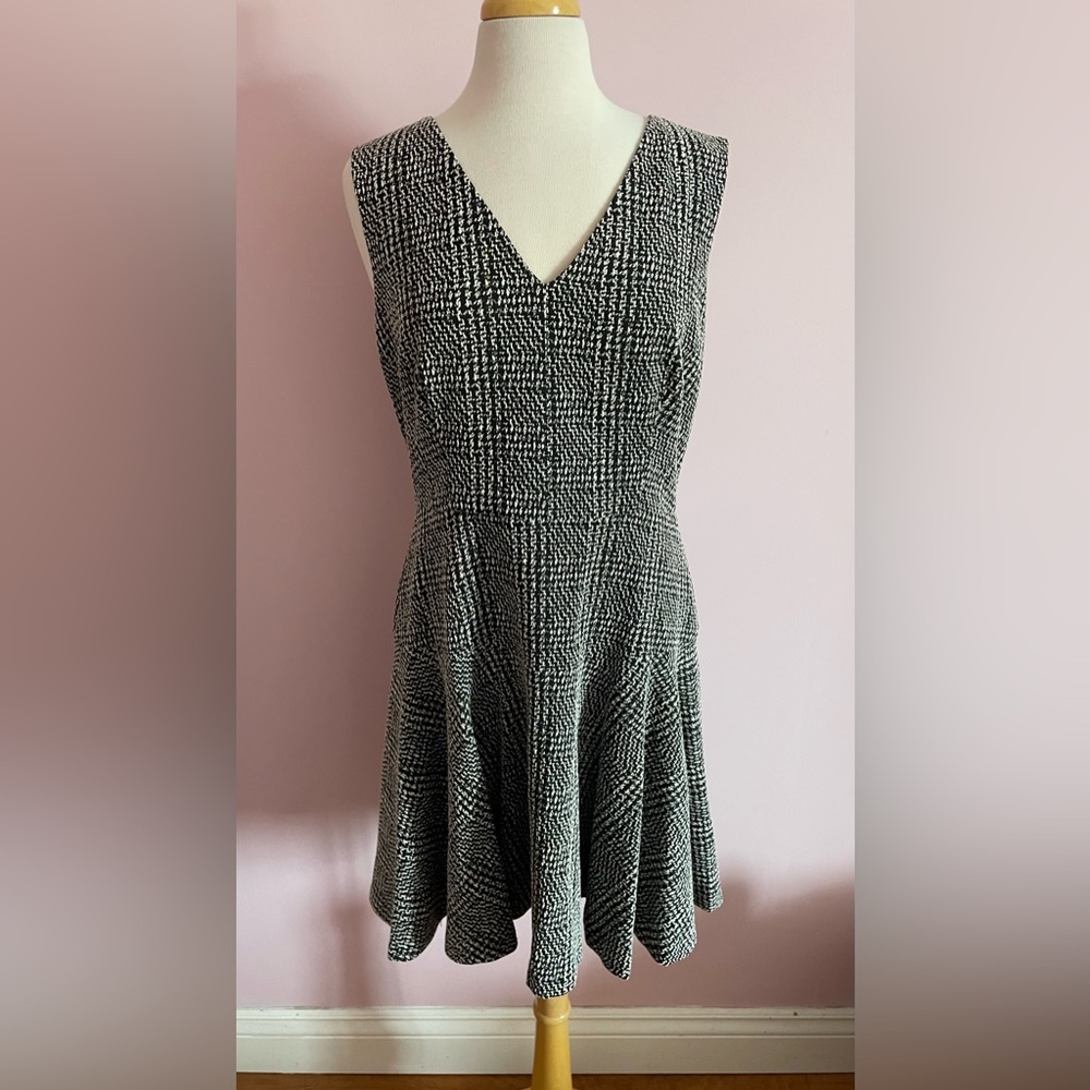 Eliza J Black and White Textured Midi Dress